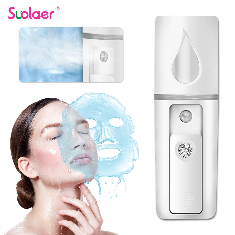 Suolaer Mini Nano Mist Sprayer Cooler Facial Steamer Humidifier USB ชาร์จ Face Moisturizing Nebulizer ความงาม Skin Care