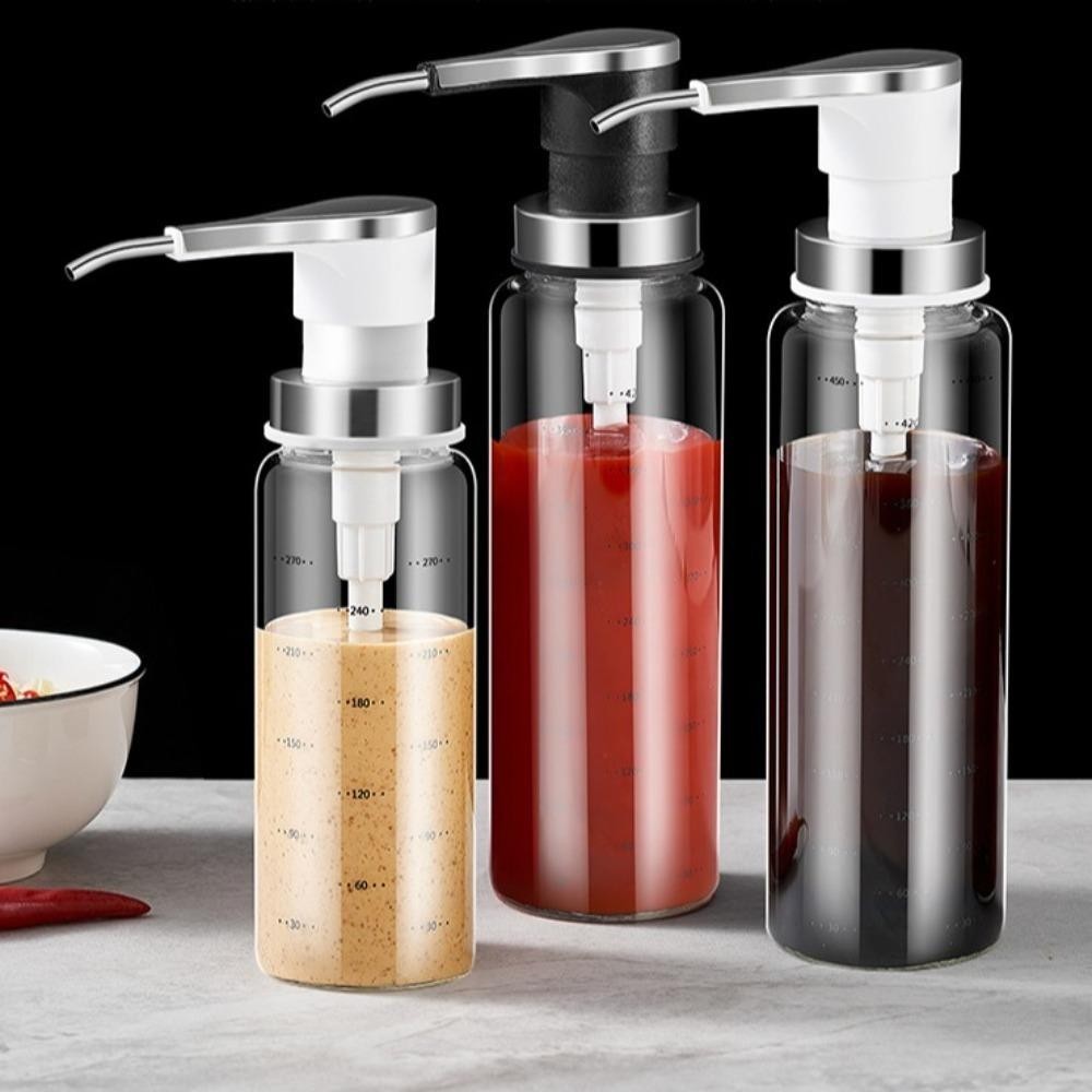 ขวดน้ํามัน โนวาบายต์, ขวดซอสสแตนเลสขนาด 300/500 มล., บีบปิดผนึกกดประเภทภาชนะปรุงรสป้องกันการรั่วขวดน้ําส้มสายชู - รูปที่ 6