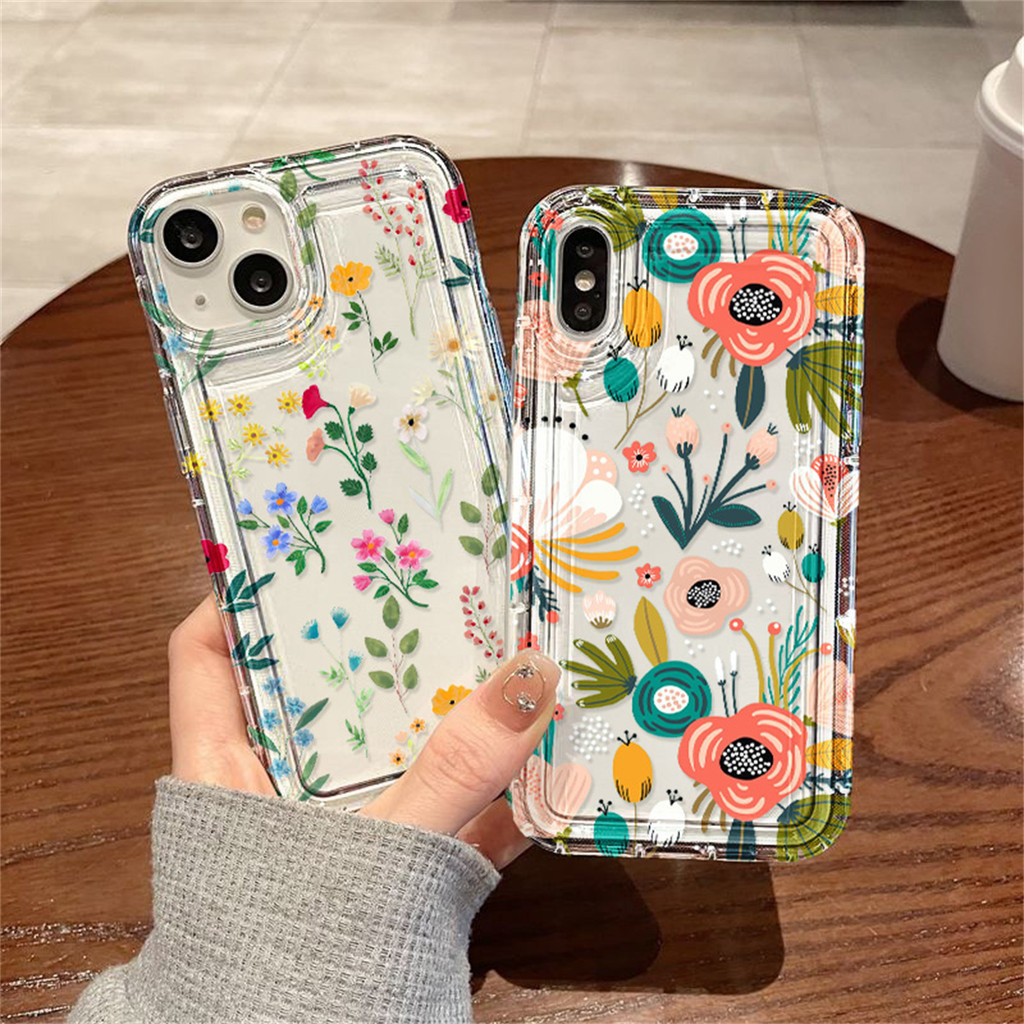 เคส for iphone 11 12 13 14 15 16 Pro Max 8 7 15 16 Plus XR X XS Max ดอกไม้ เคสโทรศัพท์มือถือ ซิลิโคนอ่อนนุ่ม