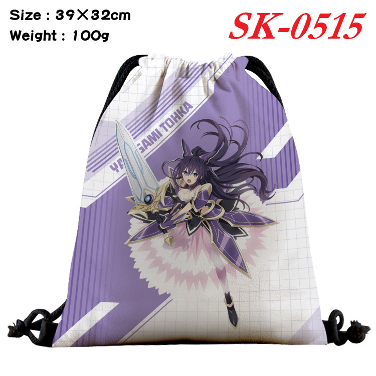 Date A LIVE Princess กระเป๋าเป้สะพายหลังการ์ตูนนักเรียนเด็กสีผ้าใบ Drawstring กระเป๋าช้อปปิ้งของขวัญ