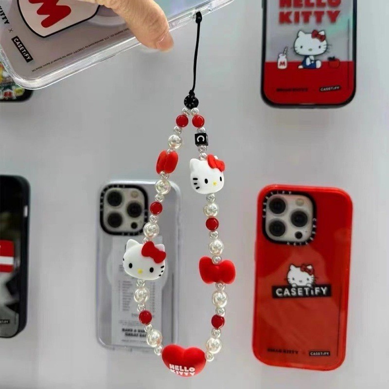 [ พร้อมส่งจากร้านไทย] Hello kitty ที่ห้อยโทรศัพท์มือถือคิตตี้ น่ารักฟรุ้งฟริ่้งมากค่ะ