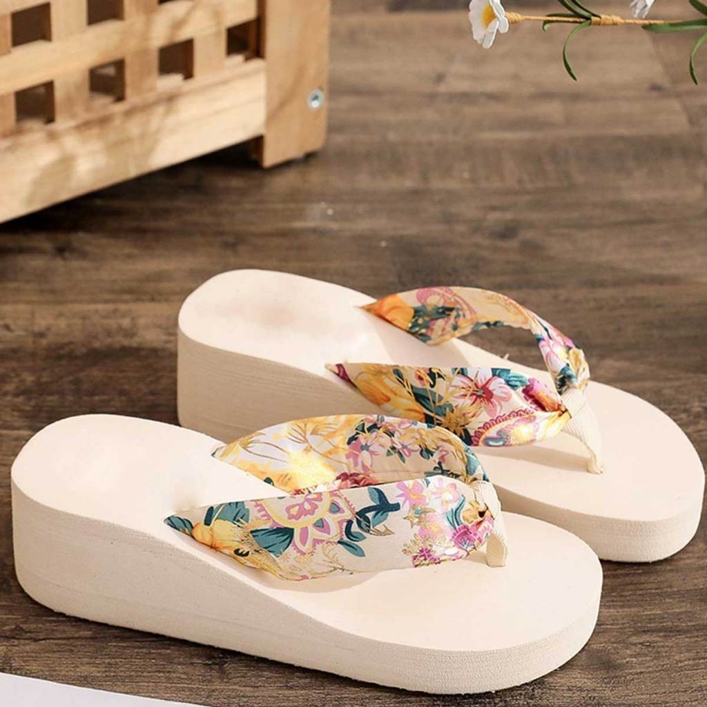 รองเท้าแตะแฟชั่นแบบใหม่ล่าสุดสไตล์เกาหลี มีสองสีลายดอกไม้ให้เลือก - รูปที่ 3