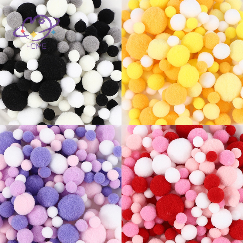 [mayhome] 130 ชิ้น Macaron สีสันไล่โทนสีลูกขน 1 ถึง 3 ซม. Pompoones DIY Craft ตกแต่งงานแต่งงานของเล่นหมวกผ้าพันคออุปกรณ์ตกแต่ง {TH}
