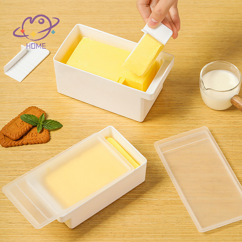 [อาจโฮม] กล่องเนยญี่ปุ่นชีสกล่องถนอมสี่เหลี่ยมพร้อมฝาปิดไม้พายกล่องเก็บเนยตู้เย็นออแกไนเซอร์กล่องขนมปังภาชนะ {ไทย}
