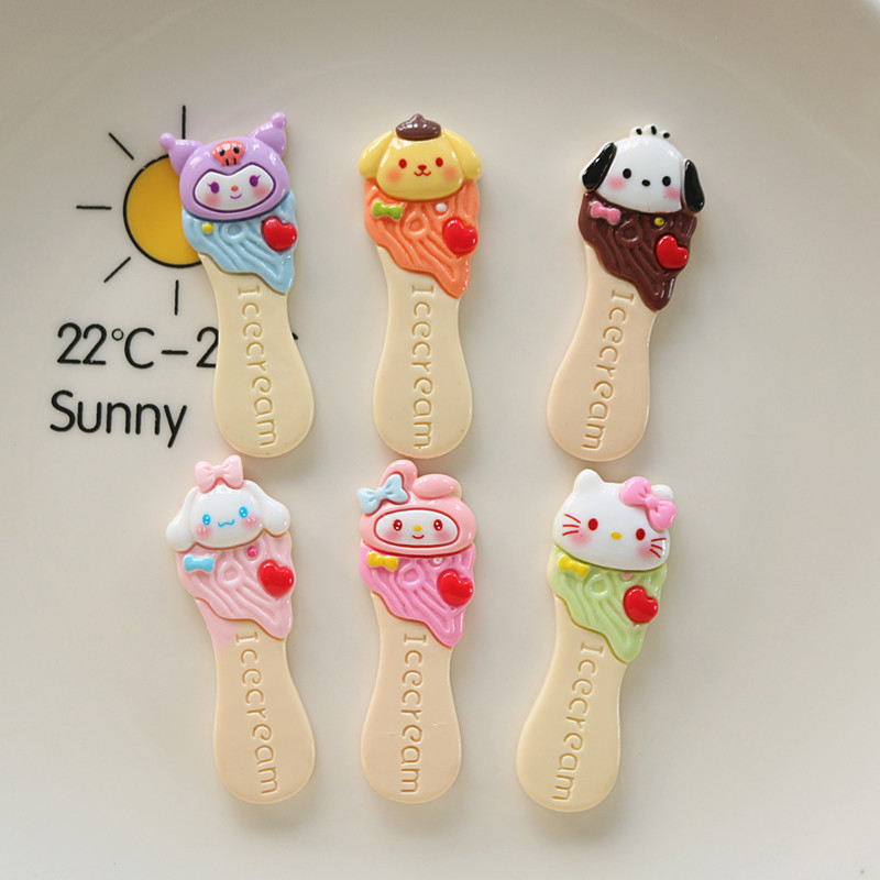 10 ชิ้น San Rio ไอศกรีมเรซิ่น Charms สําหรับ DIY 5.4*1.9 ซม. (6-236)