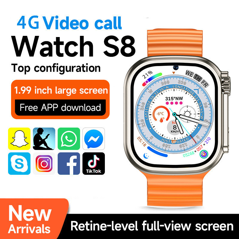S8 Pro สมาร์ทวอท์ชซิมการ์ดและ WiFi D10S 4G Android Smartwatch กล้อง GPS Google เล่นเพลง Playstore AP