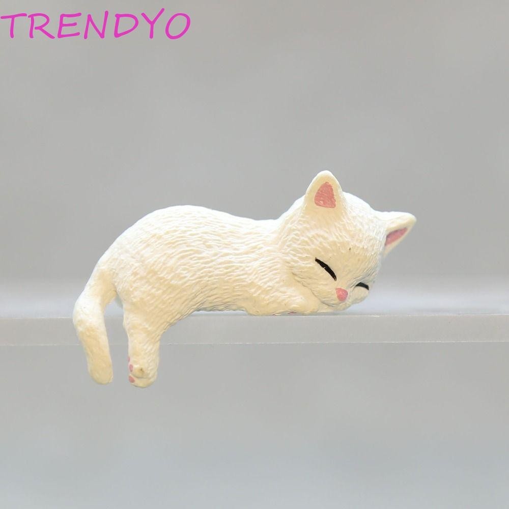 Trendyo Edge Cat Figurines, จําลอง DIY Cat ตู้เย็นสติกเกอร์วัสดุ, ประณีต Miniatures เรซิ่นการ์ตูนรถแมวเครื่องประดับ Micro Landscape