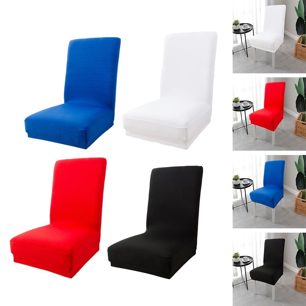 Simple Siamese Elastic Solid Color Chair Cover Home Dining Chair Cover