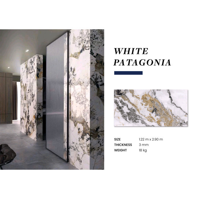 ARTHA UV BOARD PVC MARBLE 3MM 122 CM x 290 CM - สีขาว PATAGONIA