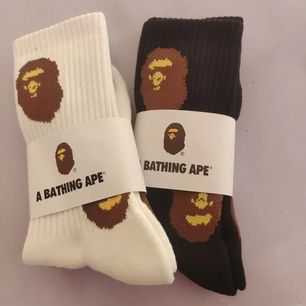 ญี่ปุ่นเทรนด์ถุงเท้า Ape สำหรับผู้ชายและผู้หญิงขนาดกลางผ้าฝ้ายหนาผ้าขนหนูถุงเท้าด้านล่าง