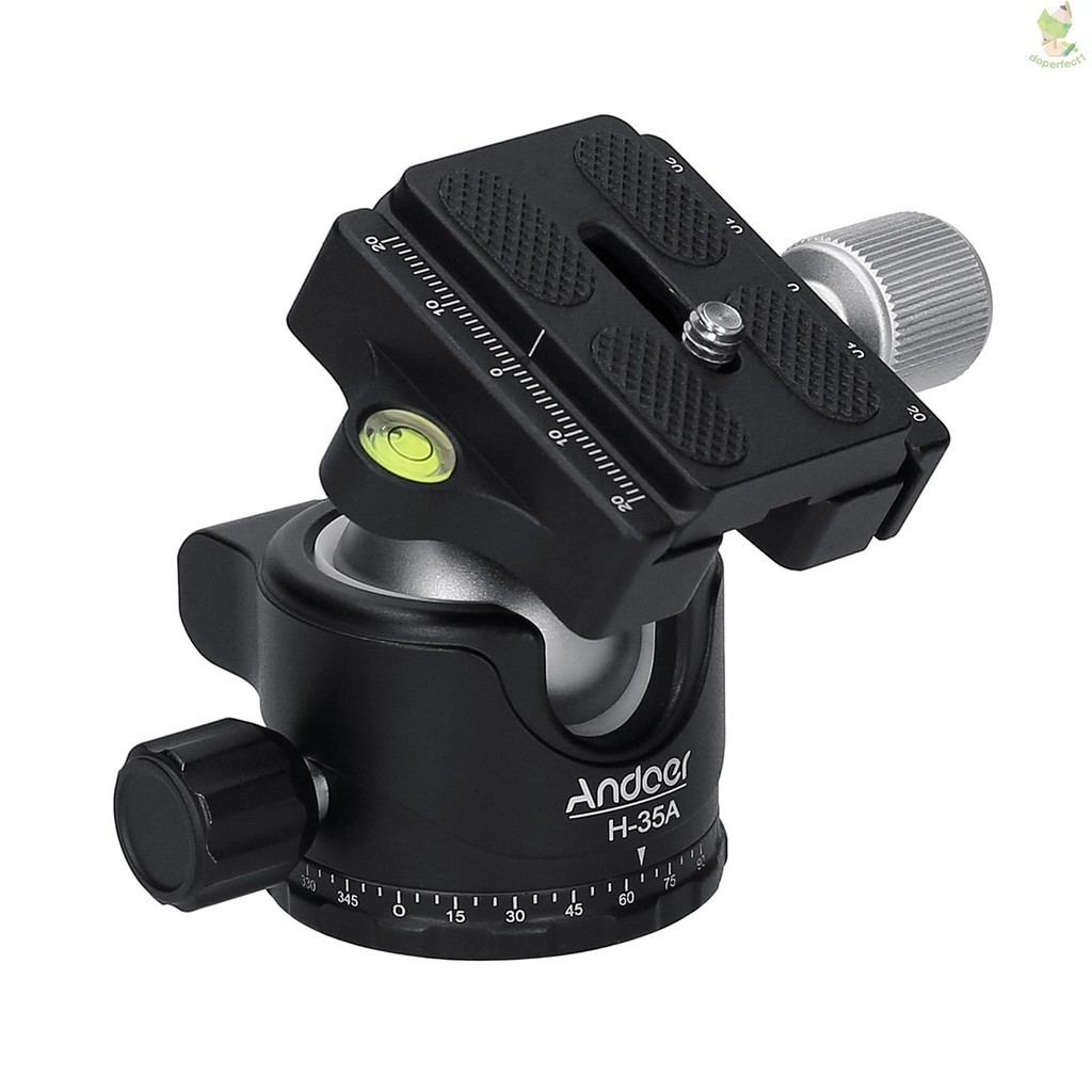 Andoer H-35A Panorama Ballhead ขาตั้งกล้องอะแดปเตอร์หัว U-Groove แรงโน้มถ่วงต่ํา Center Aluminium Ca