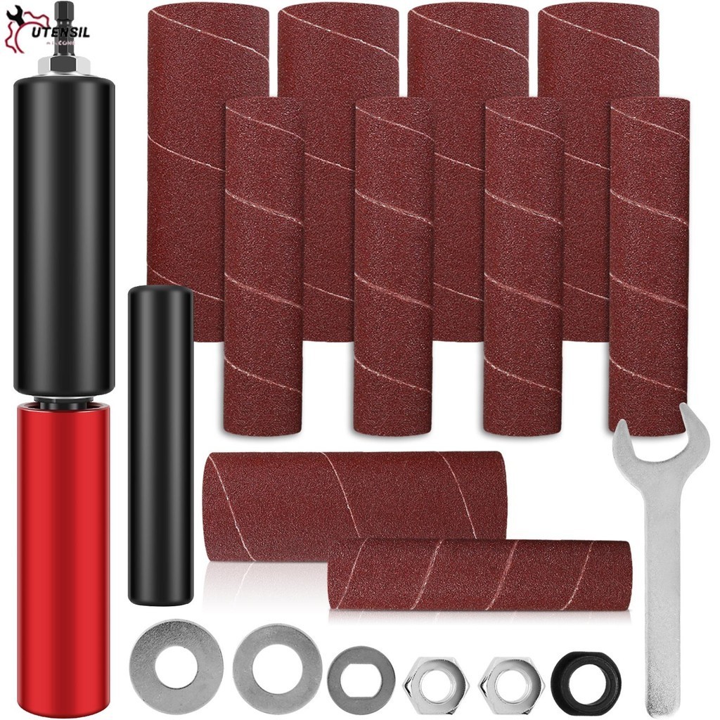 กลอง Sander ชุดแบบพกพายาง Sanding Drum Hand-Held Spindle Sanding Drum สําหรับไม้โลหะ SHOPSBC2992