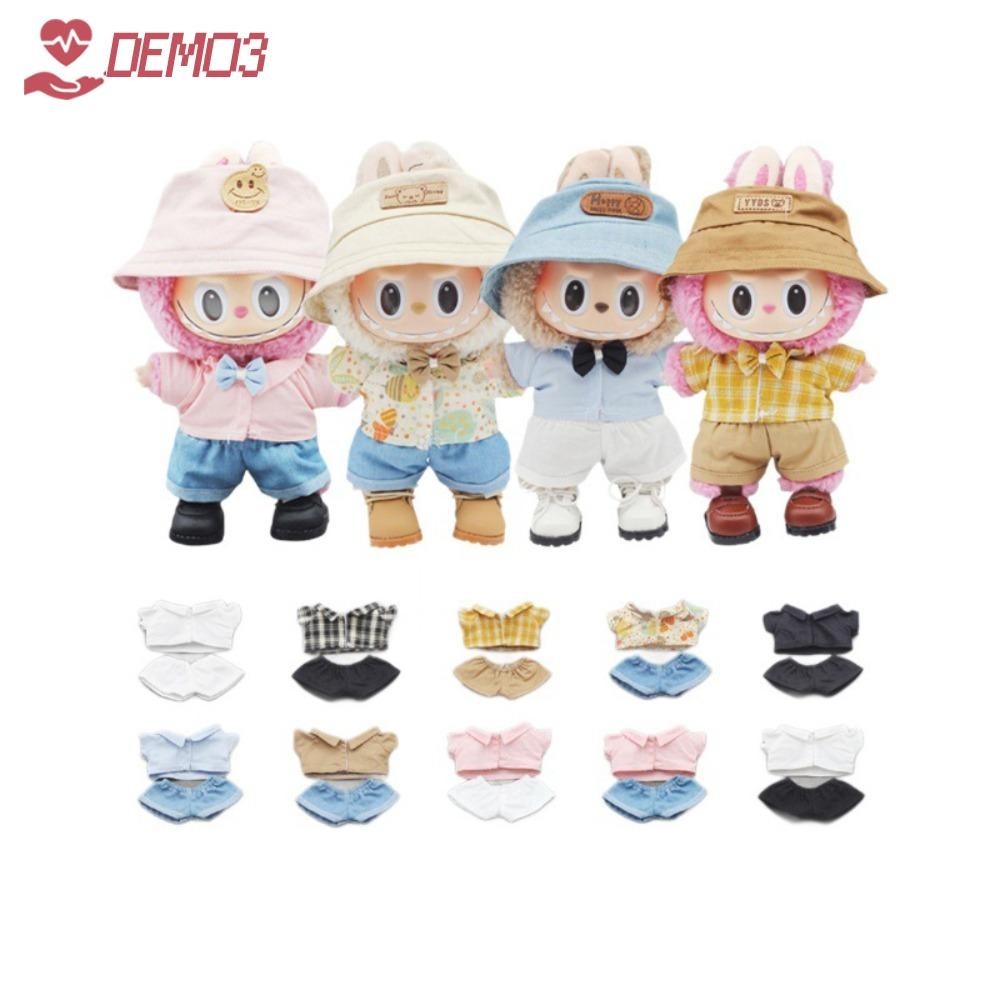 [DEMO3] เสื้อผ้าตุ๊กตา, ตุ๊กตาผ้าฝ้าย 10 ซม. 17 ซม. Labubu Labubu ชุดเสื้อลายสก๊อต, หวาน DIY Handmade เปลี่ยน Labubu Fragmented ดอกไม้เสื้อตุ๊กตา