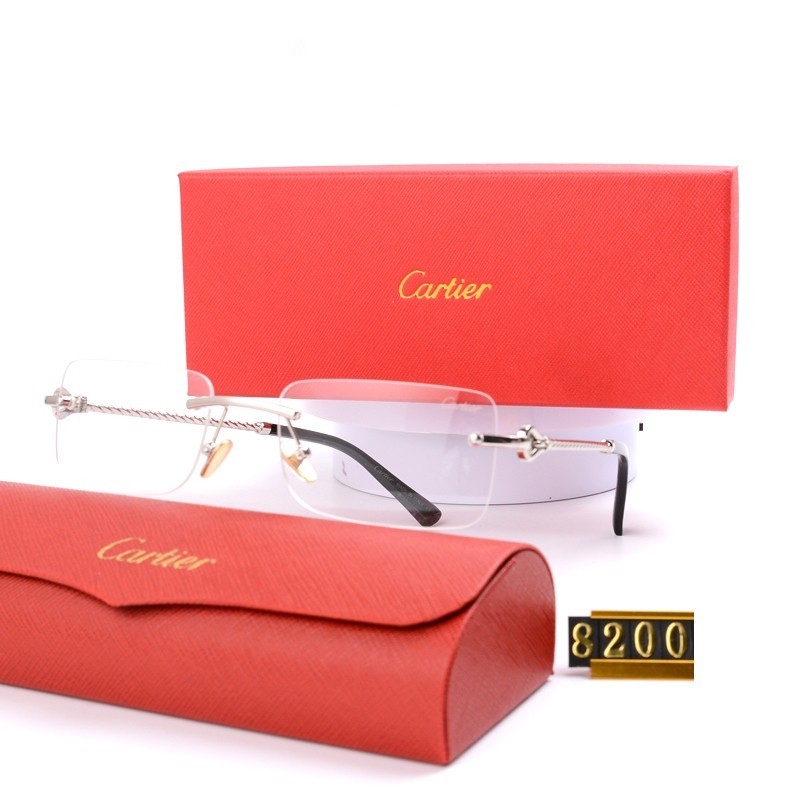 แฟชั่น แว่นกันแดดไร้กรอบ Cartier Retro Simple แว่นกันแดด ht8200