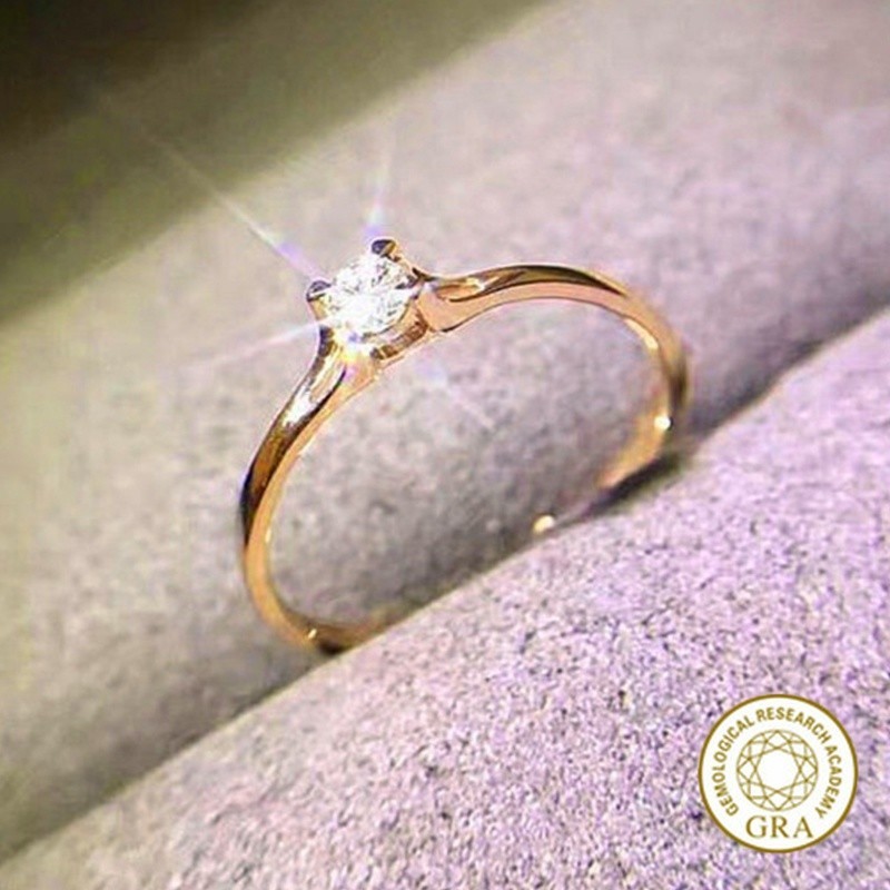 [ใบรับรอง Gra ฟรี] แหวน Moissanite สี่กรงเล็บแฟชั่นคลาสสิกสไตล์มินิมอล