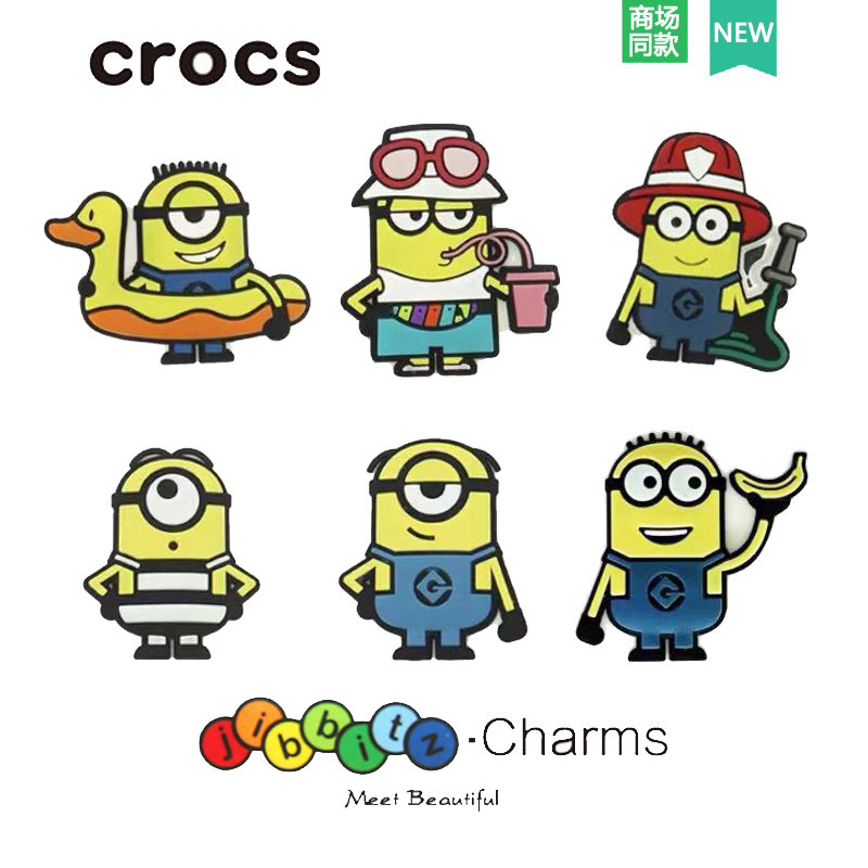 อุปกรณ์เสริมตกแต่งรองเท้า Minions Crocs รองเท้าการ์ตูน Flower Hole Shoe Buckle