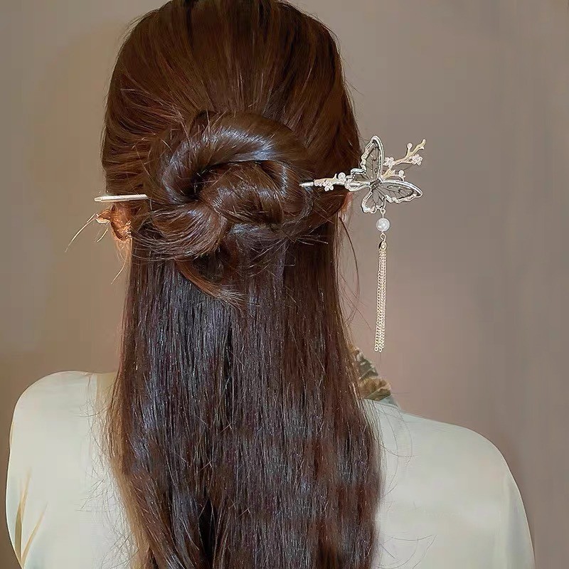 โลหะผีเสื้อพู่ผมติดสไตล์คริสตัลลูกปัดกิ๊บผู้หญิงอุปกรณ์ผม - รูปที่ 2