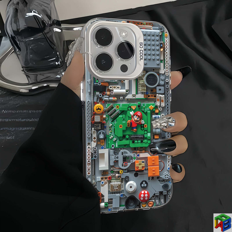 Mario Apple 12/13Promax เคสโทรศัพท์ Iphone14plus การ์ตูน 15/16Promax สนุก 11/XS ใหม่ 7/8Plus Mechanical แผงวงจรก่อสร้าง