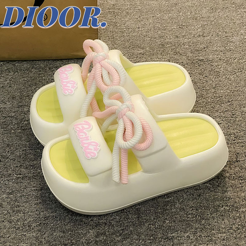 Dioor Ladies ฤดูร้อนใหม่ด้านล่างหนาสีบล็อกอินเทรนด์ชายหาด Tramp รองเท้าแตะครึ่ง