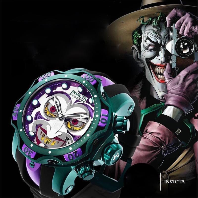 ♥American Invicta Clown Invicta นาฬิกาหน้าปัดขนาดใหญ่การ์ตูน Joker แฟชั่นนาฬิกากันน้ําสําหรับผู้ชาย♥