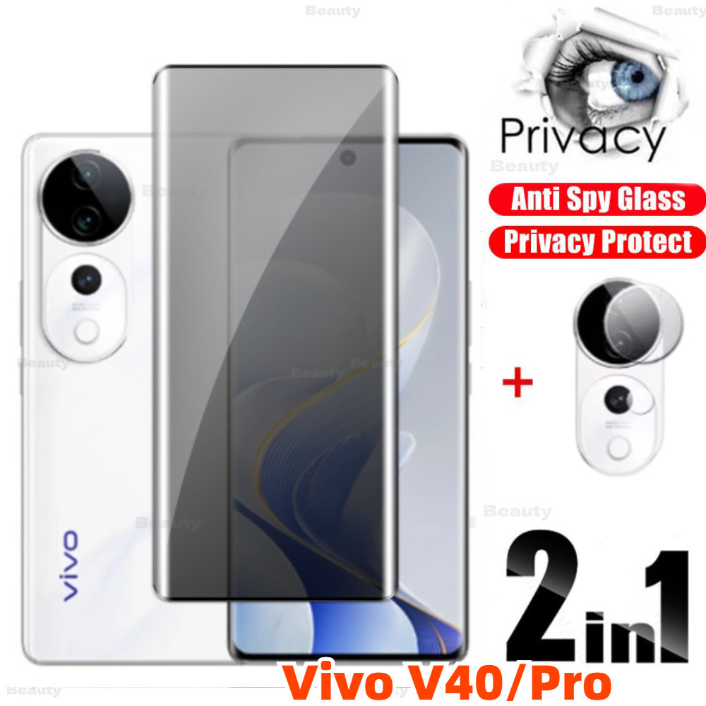 3dขอบโค้งความเป็นส่วนตัวกระจกนิรภัยสําหรับvivo V40 Pro V40Pro V40E Vivo V30 Pro V30E VivoV40 5G Anti Spyป้องกันหน้าจอกระจกนิรภัยกล้องกลับเลนส์ป้องกันกระจกVivoV40Pro