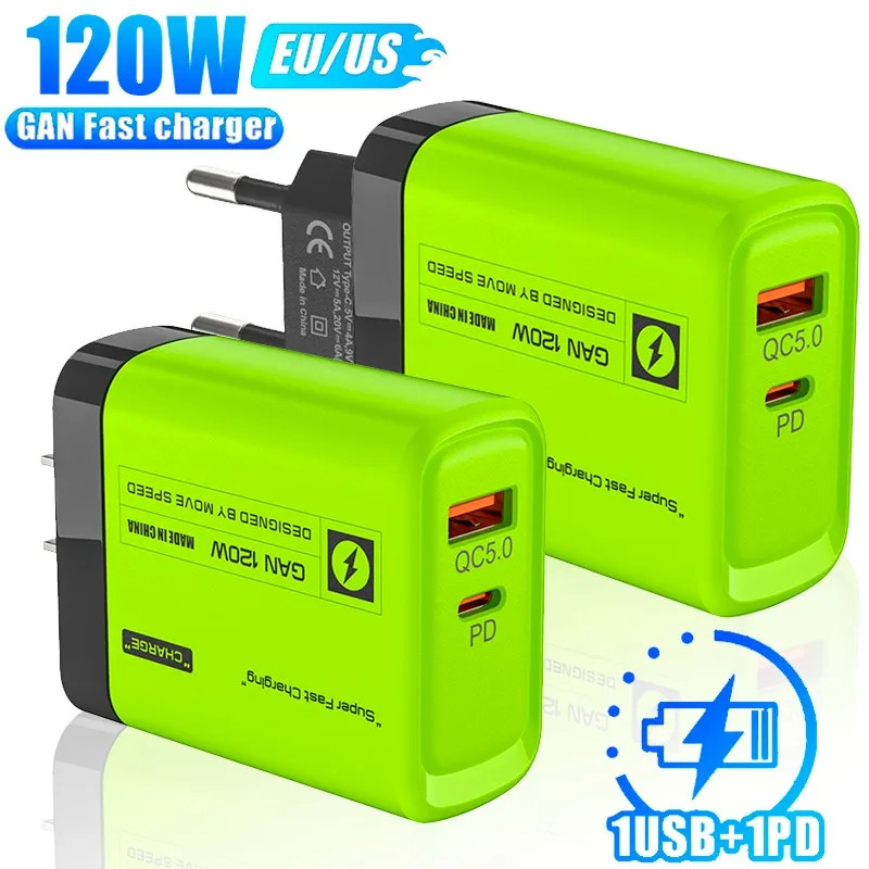 120w Full Protocol Fast Charger USB Type C PD ชาร์จโทรศัพท์ Fast Charging อะแดปเตอร์ชาร์จเร็วสําหรับโทรศัพท์และแท็บเล็ต