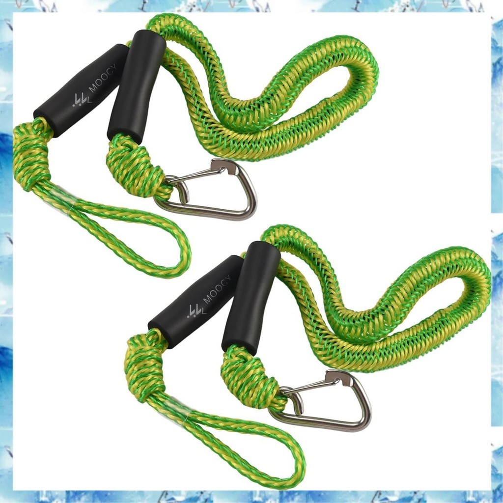 [ ] 2-pack Boat Bungee Dock Line with Hook Mooring Rope Boat Accessories for Boats Ponttoon Jet Ski 
