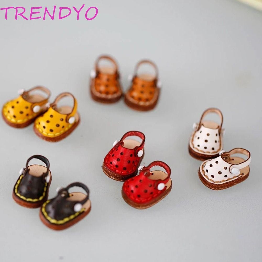Trendyo 1 คู่ Ob11 รองเท้าทําด้วยมือ, รองเท้าแตะ Cowhide Casual Hole รองเท้าตุ๊กตา, Idol รองเท้า Dress Up Mini รองเท้าแตะน่ารัก Holala รองเท้าของขวัญวันเกิด