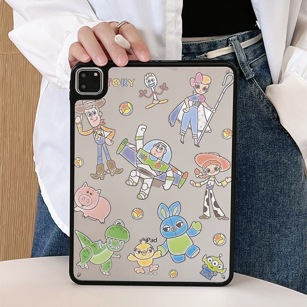 Toy Story case iPad 10.2 gen7/8/9/10 air3 10.5 case iPad pro11 2022 2024 air4/5/6 iPad ขอบดําอะคริลิ