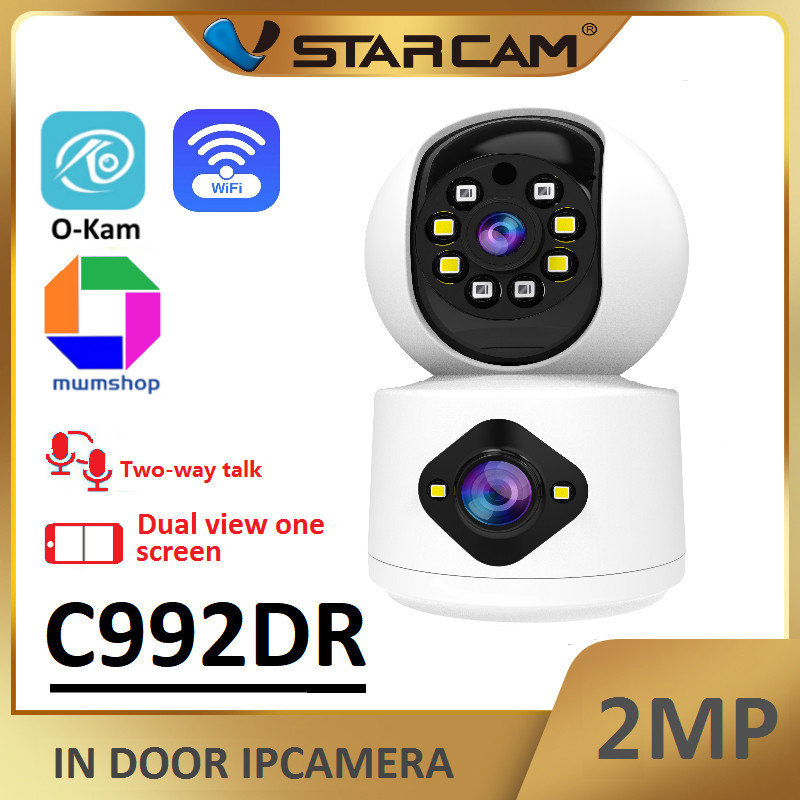 คมชัด Vstarcam C991 ( C992DR เลนส์คู่ ) ใหม่ล่าสุด 2023  กล้องวงจรปิดไร้สาย Indoor ความละเอียด 2/3MP