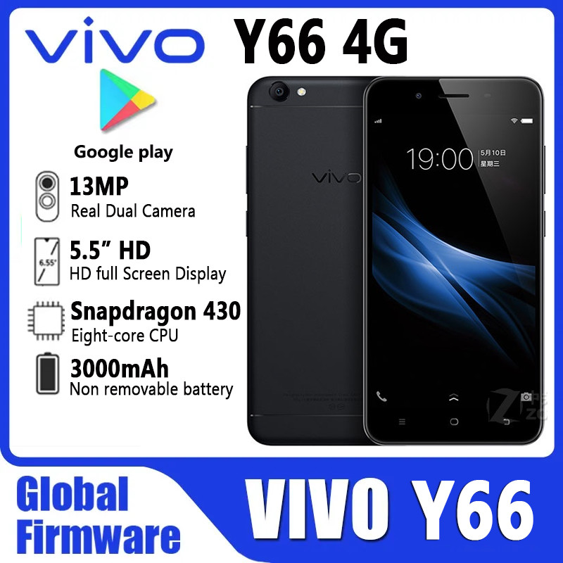 Vivo Y66 Global เฟิร์มแวร์ 4G โทรศัพท์มือถือ 1280x720 4GB 32GB 5.5" IPS 13.0MP Snapdragon 430 Octa C