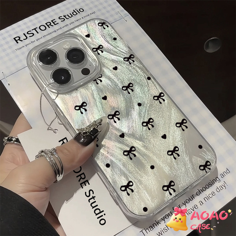 ธนูสดใหม่แฟชั่นนุ่ม เคสIPhone 16Plus 7Plus 16 11 15 13 14 12 Pro Max XR 7 8 16 15 14 Plus X XS Max SE 2022