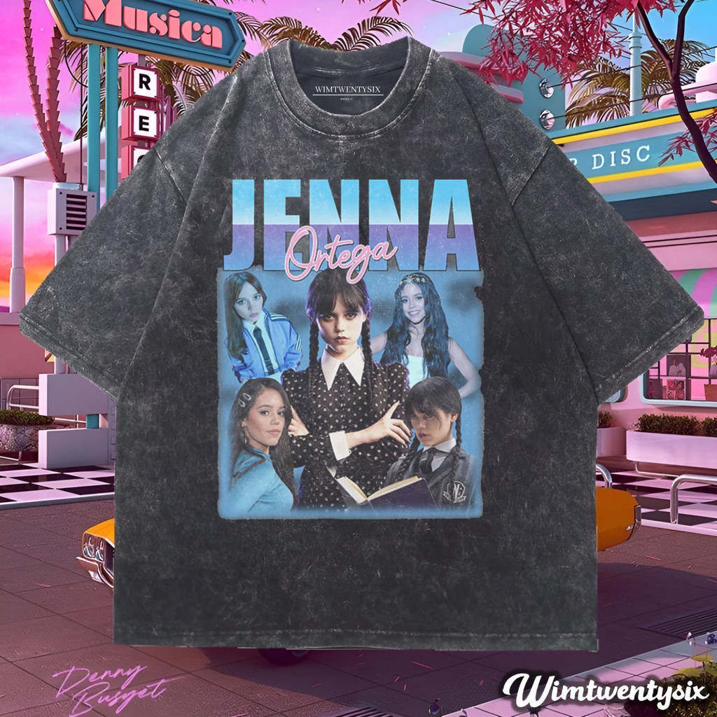 Wimtwentysix jenna ortega เสื้อยืดทีวีแสดงเสื้อยืดซักผ้าขนาดใหญ่ | เสื้อยืดวินเทจ
