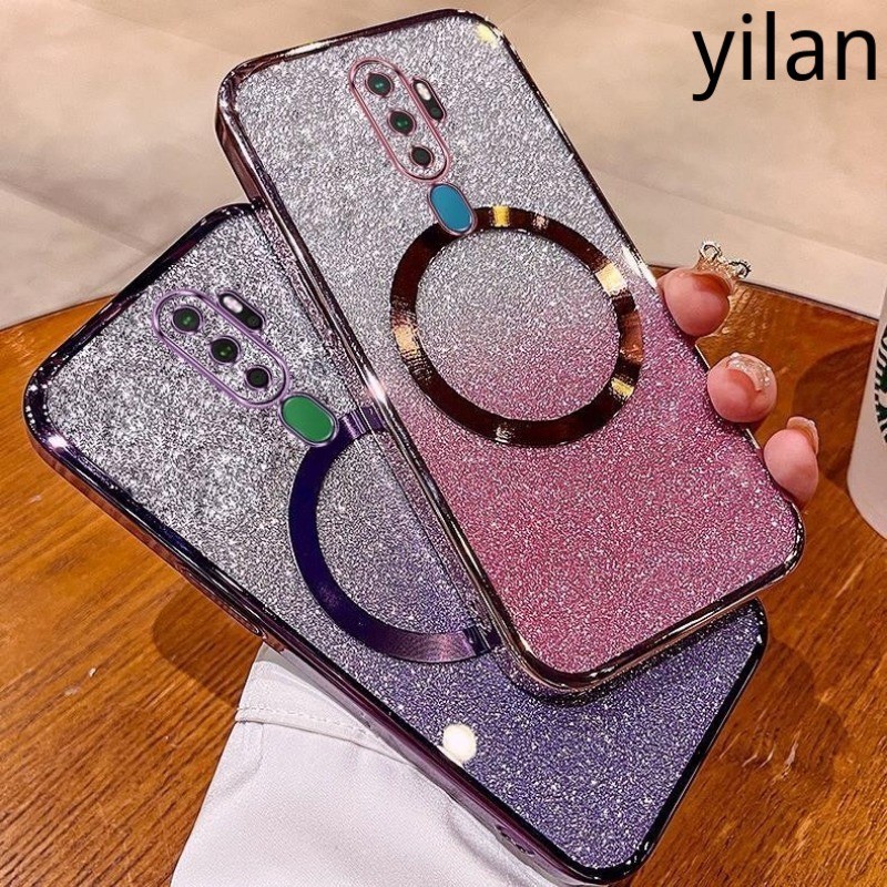 เคส OPPO A9 2020 A5 2020 เคสโทรศัพท์เคสโทรศัพท์แฟลชชุบแม่เหล็กชาร์จไร้สายพร้อมฟิล์มป้องกันกล้อง เคสโทรศัพท์ OPPO A9 2020 A5 2020
