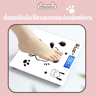 เครื่องชั่งน้ำหนักดิจิตอล แสดงค่าอุณหภูมิห้อง เครื่องชั่งลายการ์ตูน ชั่งได้0.01-180kg จอLED ความแม่นยำสูง แถมสายชาร์จUSB