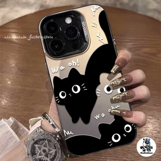 🔥ส่งจากไทย🔥 เคสไอโฟน11/12/13/14/15 Pro Max Cute Black Cat TPU Matte Case For iPhone 11,12,13,14,15,13PM,14PM,15PM เคส