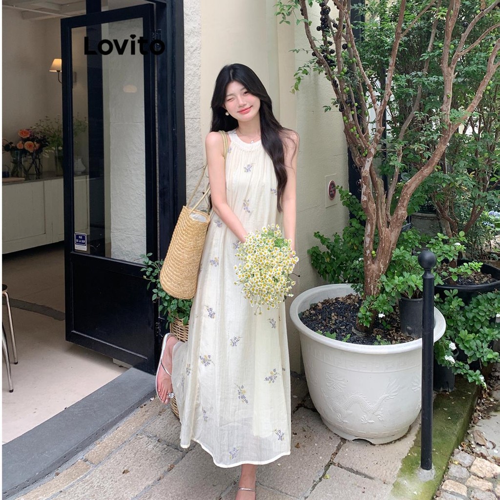 Lovito ชุดเดรสลายดอกไม้ ดิทซี่ หรูหราสำหรับผู้หญิง LNE74383