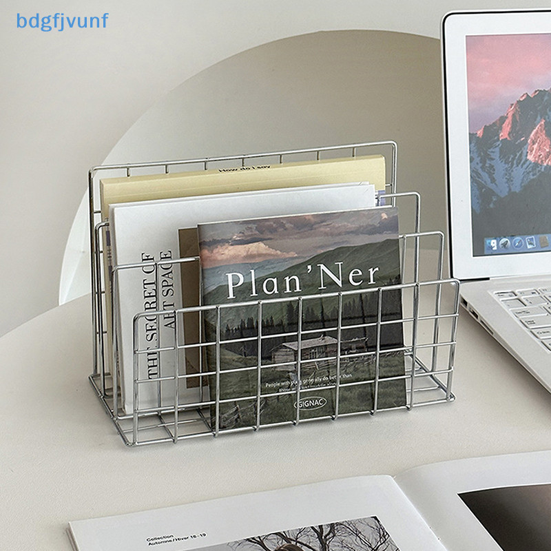 Bdgf Ins Minimalist Iron Desktop Storage Rack Organizer ตารางจัดระเบียบชั้นวางหนังสือเอกสารโต๊ะ Multi-functional Storage Rack TH