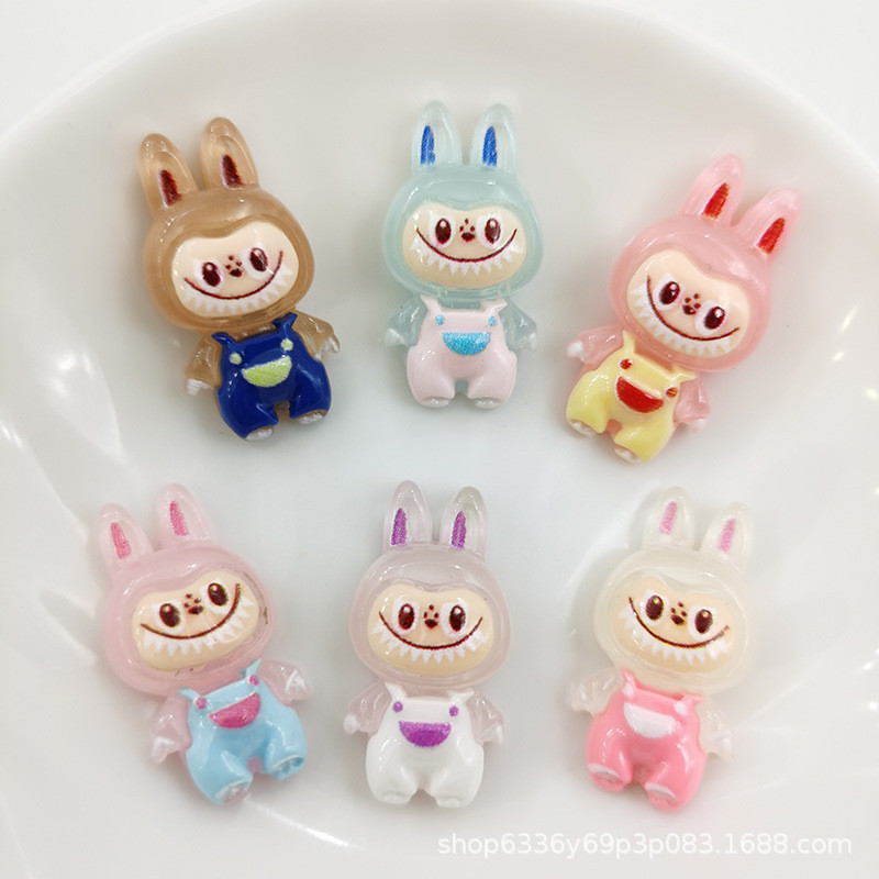 อุปกรณ์เรซินผ้าลายการ์ตูนเรืองแสงโปร่งใส DIY กิ๊บติดผมของเล่นตกแต่งแพทช์จี้วัสดุดอกไม้รองเท้า