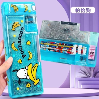 Sanrio Melody Glitter กล่องเครื่องเขียนมัลติฟังก์ชั่นนักเรียนชั้นประถมศึกษากล่องดินสอการ์ตูนสาวคว