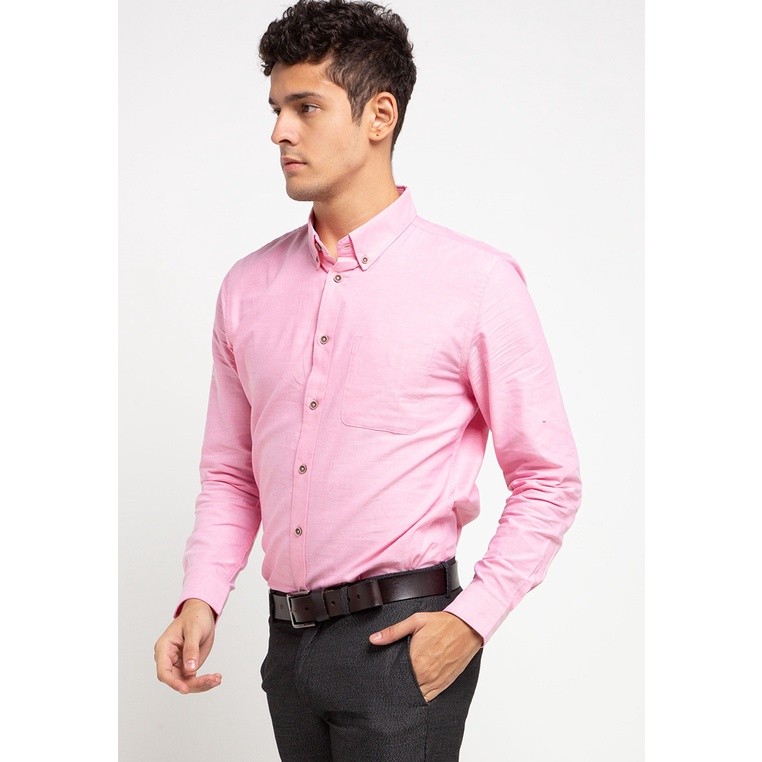 Kemeja Mens TOP SANTANA-PINK เสื้อเชิ้ตแขนยาวผู้ชาย Slim Fit