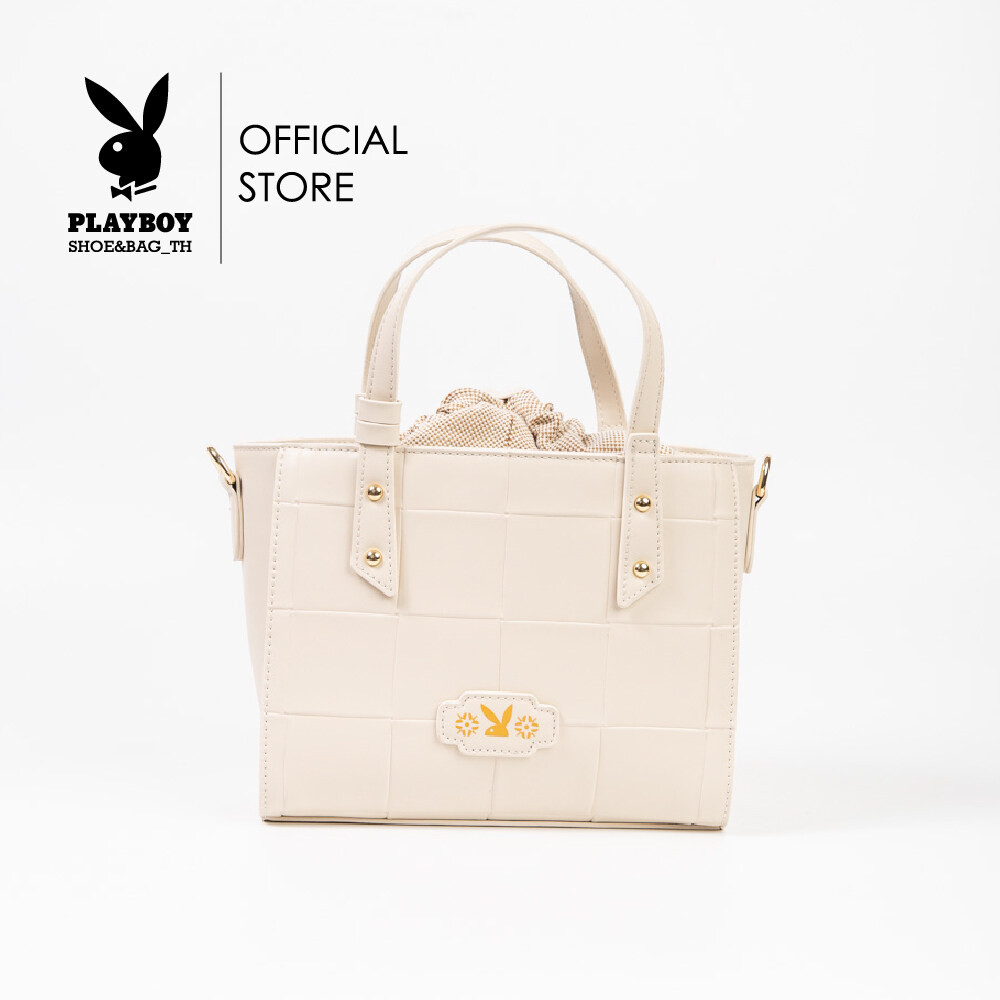 Playboyรุ่น Sofia Bagกระเป๋าสะพายข้างผู้หญิง ST-BS243PB109 ดีไซน์ทรงตระกร้าซับในผ้าปิดแบบหูรูดกระเป๋า มี2สี ครีม/น้ำตาล