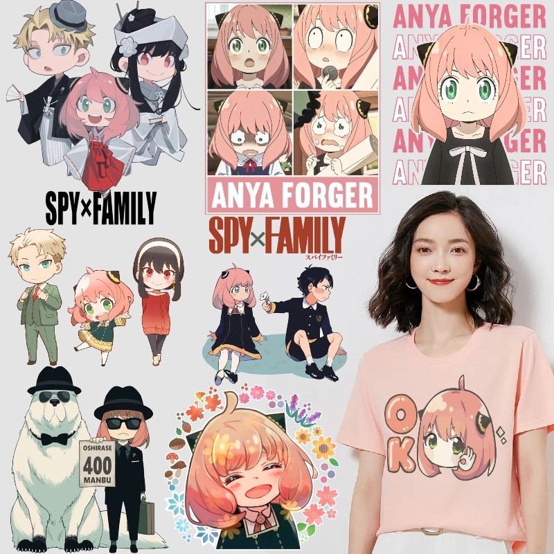 Spyfamily สติกเกอร์พิมพ์สติกเกอร์ถ่ายโอนความร้อนสติกเกอร์ล้างทําความสะอาดได้แฟชั่นตกแต่งสติกเกอร์ผ้า