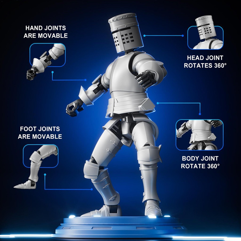 Lucky 13 Action Figure 3D Dummy 13 หุ่นยนต์ของเล่นยุคกลางอัศวินของเล่น 3D พิมพ์ของเล่น Movable Figures Mechanical สไตล์ Movable Joints ของเล่น yunath