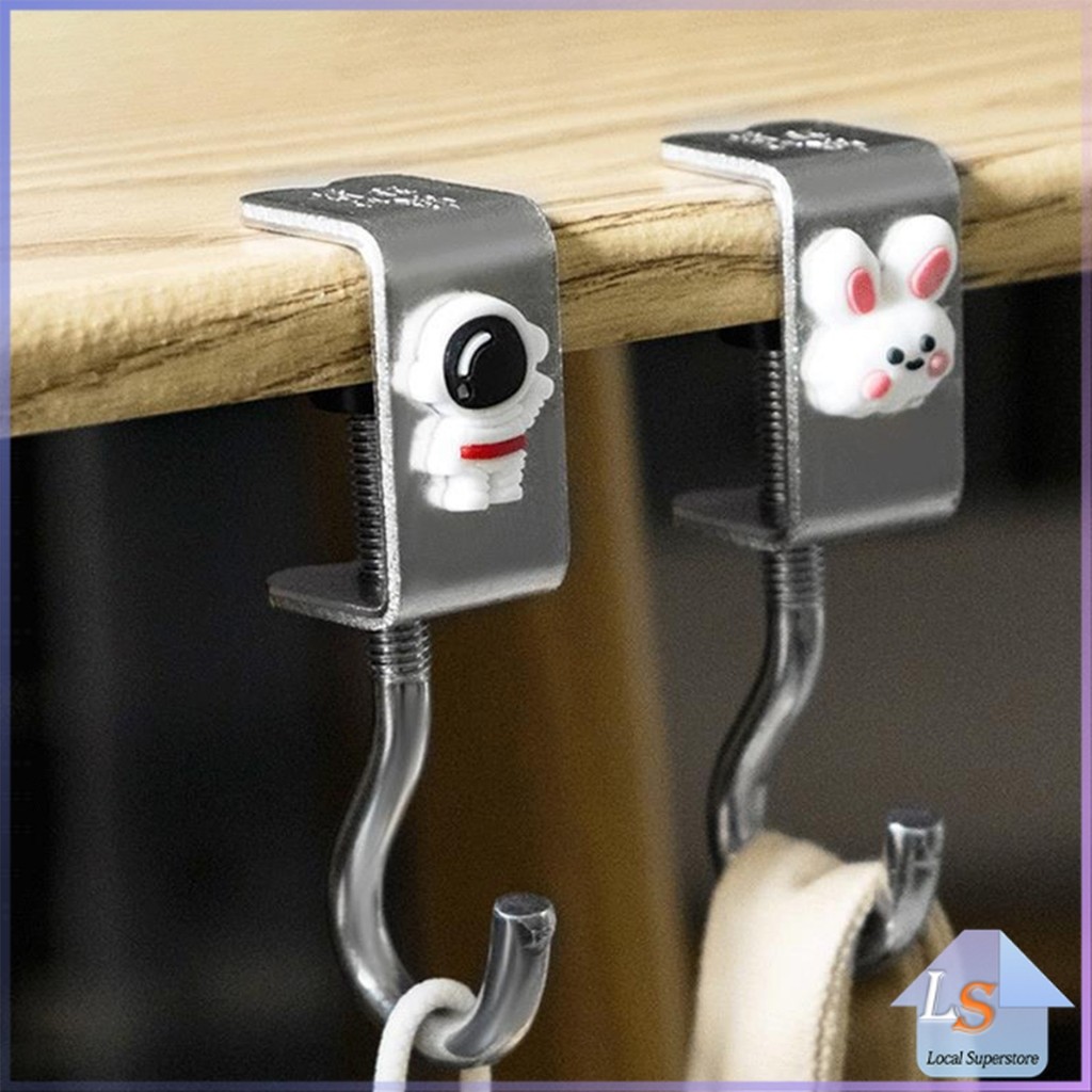 ตะขอแขวนขอบโต๊ะ อเนกประสงค์ หมุนปรับได้ ตะขอตั้งโต๊ะโลหะ Metal hook