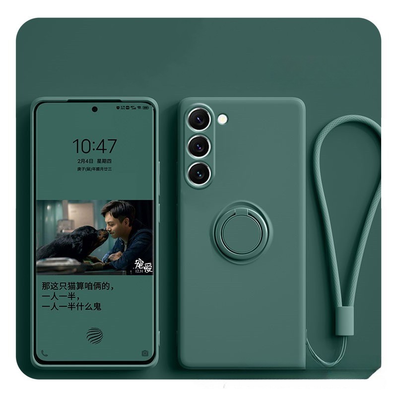 SAMSUNG สายรัดซิลิโคนแหวนเคสโทรศัพท์สําหรับsamsung Galaxy S24 Ultra S23 FE S22 Plus A05 A15 A25 A35 A55 A14 A54 A34 A24 ฝาครอบแม่เหล็ก
