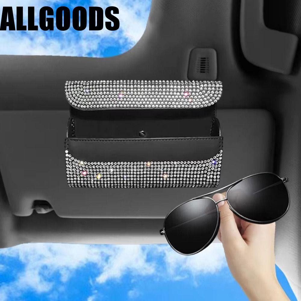 Allgoods กล่องเก็บแว่นกันแดด,แว่นตากันแดดหรูหราคลิปเพชรรถแว่นตา,Universal Creativeแว่นตากระเป๋าสวมใส่Blingผู้ถือแว่นตาอุปกรณ์เสริมในรถยนต์