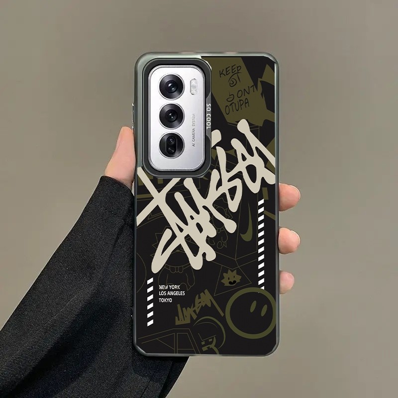[คลังสินค้าพร้อม]เลเซอร์เคสโทรศัพท์สําหรับOPPO Reno 12 11 10 Pro 5G 11F 8T 8Z 7Z 6 5G 5 4GกรณีMatte Anti Drop Softฝาครอบป้องกันG Graffiti No. 3