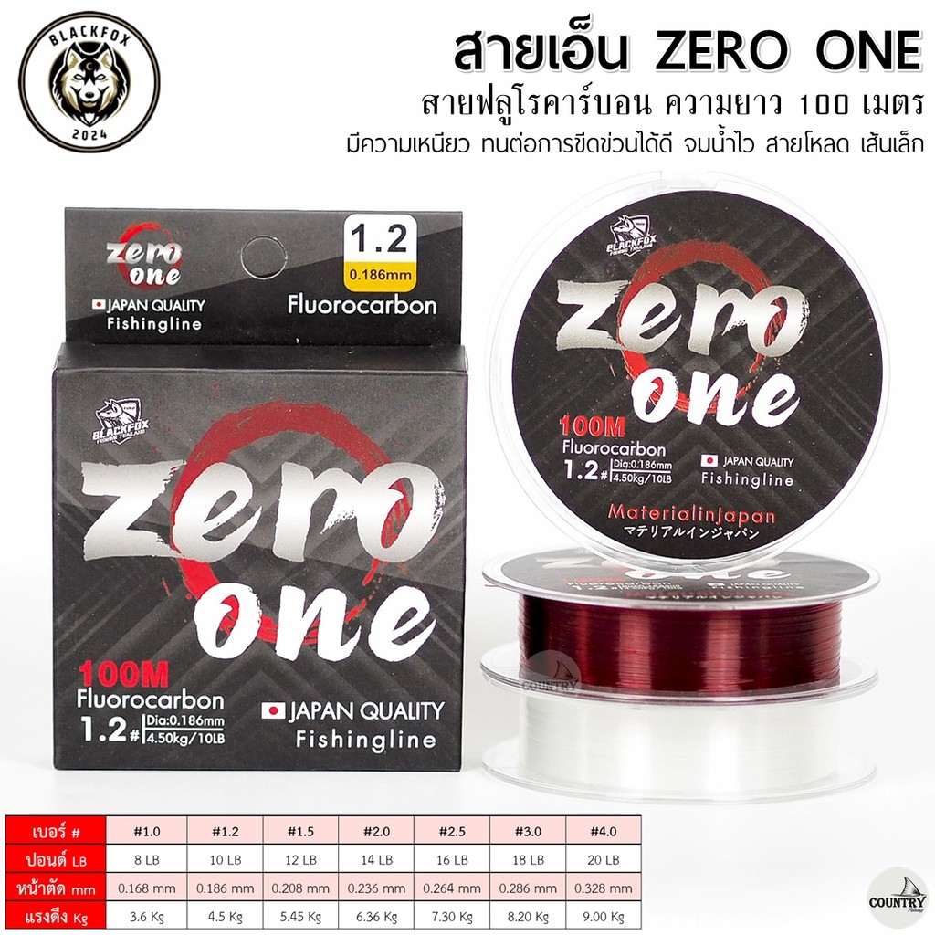 ZERO ONE สายเอ็นซีโร่วัน สีแดง/ขาว สำหรับชิงหลิว&สะปิ๋ว โดยเฉพาะ เหนียว นุ่ม จมน้ำเร็ว