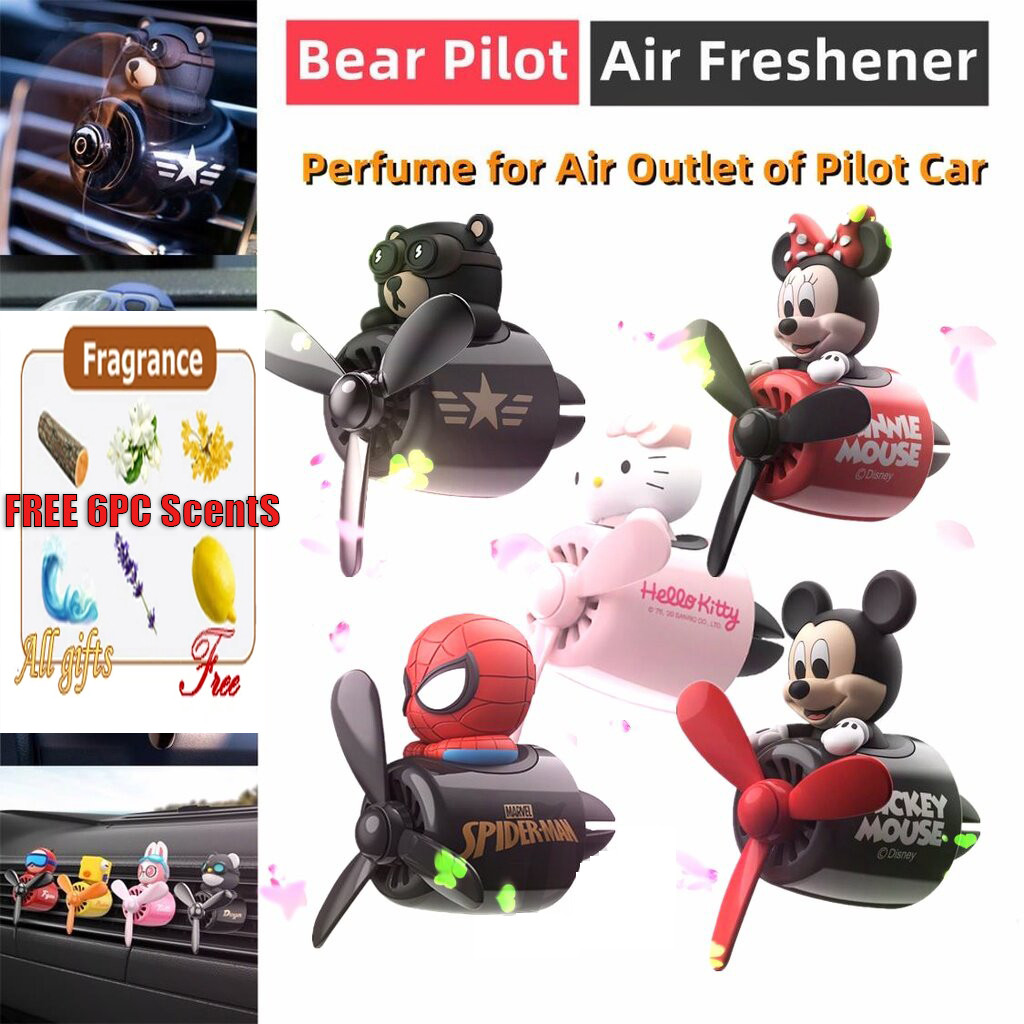 น้ําหอมปรับอากาศในรถยนต์ ตุ๊กตาหมี Pilot Car Air Freshener Air Outlet Wingman Propeller Perfume Flavouring Diffuser Supplies